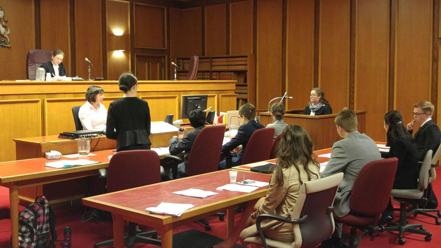 Parkland students at a Mock Trial at the Victoria Law Courts